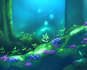 Preview wallpaper bubble, magic, flowers, forest