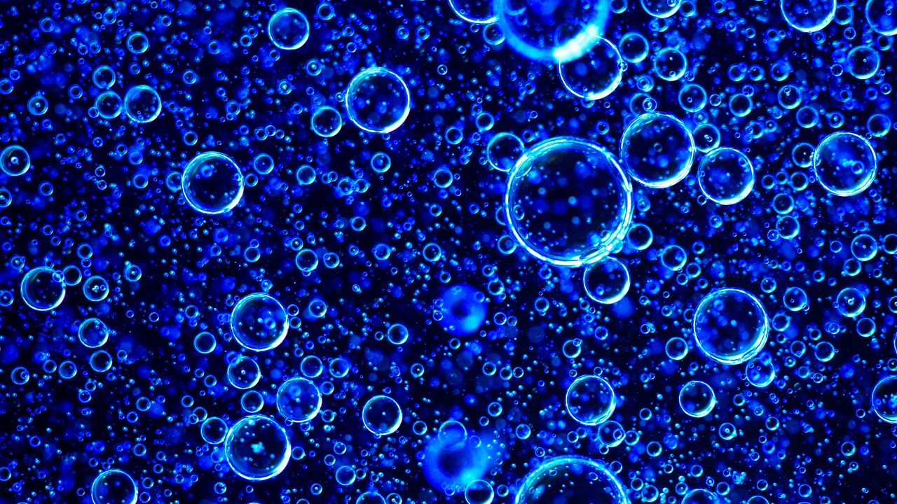 Wallpaper bubble, round, abstraction, blue