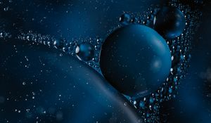 Preview wallpaper bubbles, air, liquid, macro, blue, dark