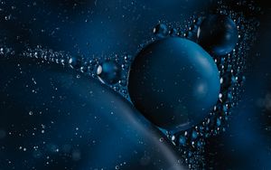 Preview wallpaper bubbles, air, liquid, macro, blue, dark