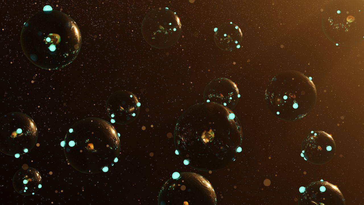 Wallpaper bubbles, balls, glare, 3d