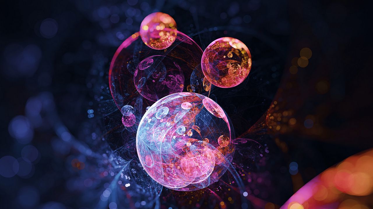 Wallpaper bubbles, circles, colorful, abstraction