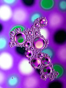 Preview wallpaper bubbles, drops, blur, water, multicolored