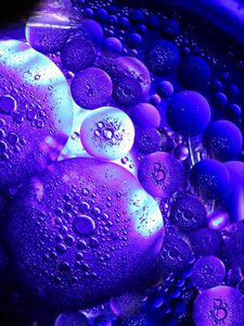 Preview wallpaper bubbles, drops, circles, structure, transparent, purple, dark