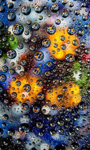 Preview wallpaper bubbles, drops, closeup, colorful