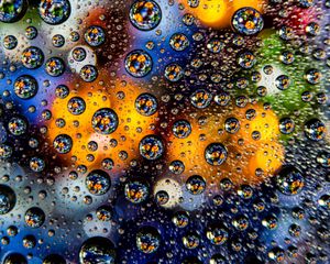 Preview wallpaper bubbles, drops, closeup, colorful