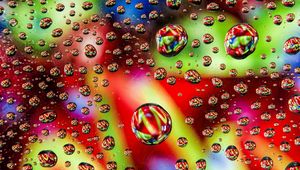 Preview wallpaper bubbles, drops, colorful, liquid, surface