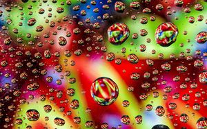 Preview wallpaper bubbles, drops, colorful, liquid, surface
