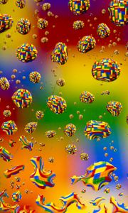 Preview wallpaper bubbles, drops, colorful, distortion, pixels