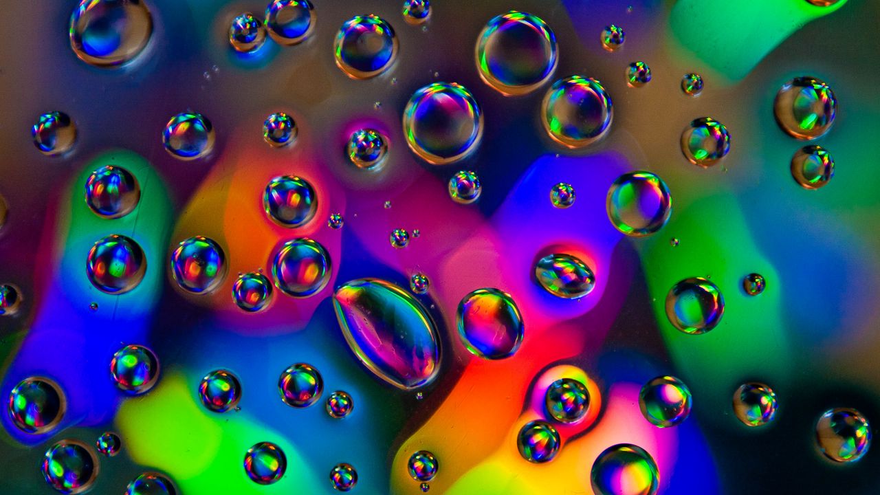 Wallpaper bubbles, drops, liquid, macro, colorful