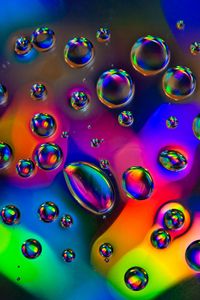 Preview wallpaper bubbles, drops, liquid, macro, colorful