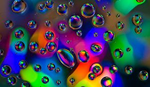 Preview wallpaper bubbles, drops, liquid, macro, colorful