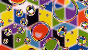 Preview wallpaper bubbles, drops, multicolored, reflection