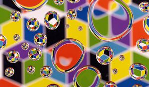 Preview wallpaper bubbles, drops, multicolored, reflection