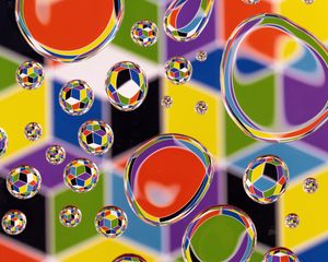 Preview wallpaper bubbles, drops, multicolored, reflection