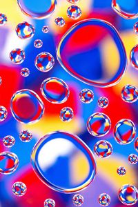 Preview wallpaper bubbles, form, water, multicolored, reflection
