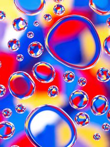 Preview wallpaper bubbles, form, water, multicolored, reflection