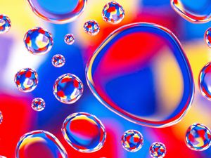 Preview wallpaper bubbles, form, water, multicolored, reflection