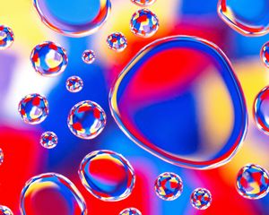 Preview wallpaper bubbles, form, water, multicolored, reflection