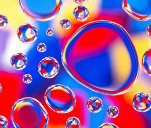 Preview wallpaper bubbles, form, water, multicolored, reflection