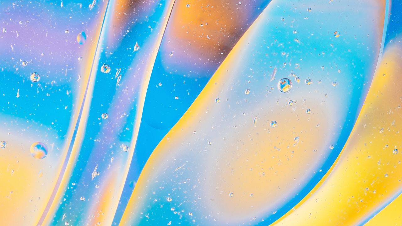 Wallpaper bubbles, gradient, shape, surface, yellow, blue