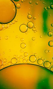 Preview wallpaper bubbles, liquid, macro, yellow, green