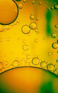 Preview wallpaper bubbles, liquid, macro, yellow, green