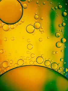 Preview wallpaper bubbles, liquid, macro, yellow, green