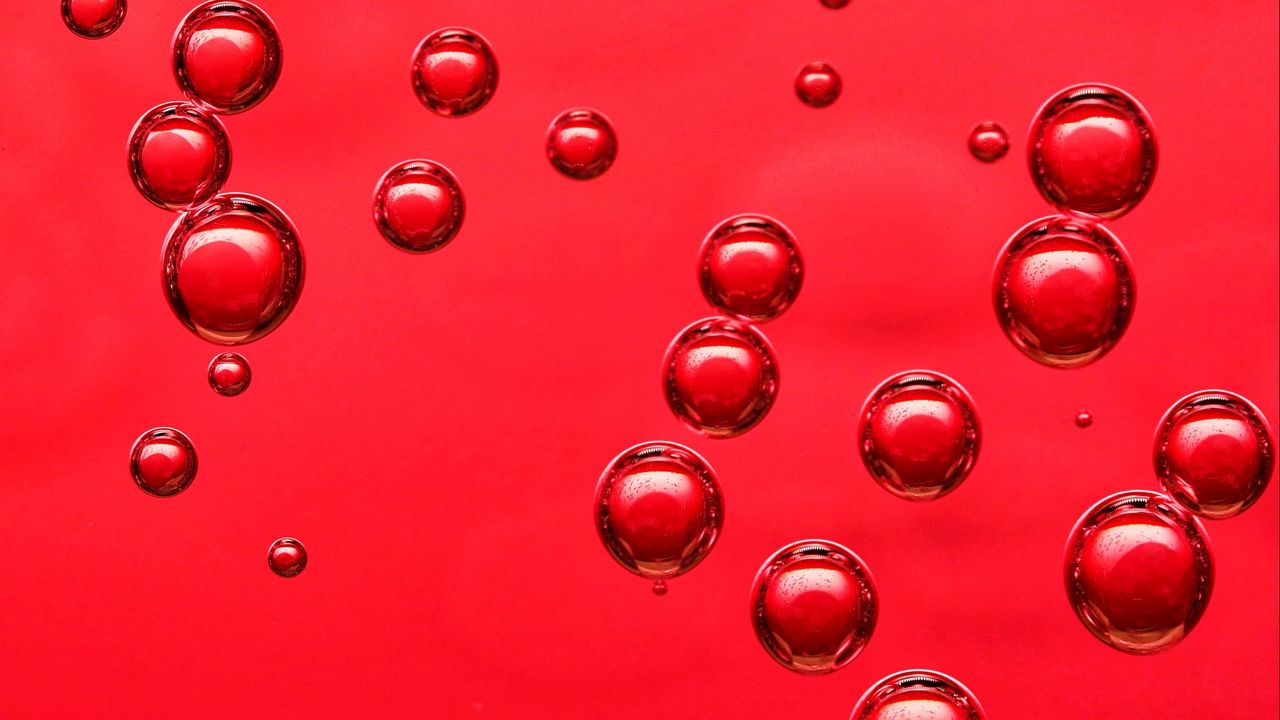 Wallpaper bubbles, liquid, macro, red