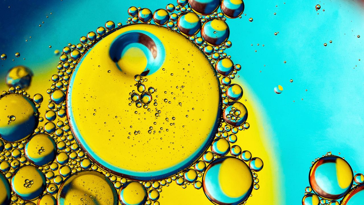 Wallpaper bubbles, liquid, oil, transparent, macro