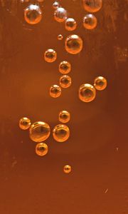 Preview wallpaper bubbles, liquid, orange, transparent