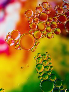 Preview wallpaper bubbles, liquid, transparent, colorful, macro