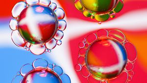 Preview wallpaper bubbles, macro, liquid, transparent, colorful