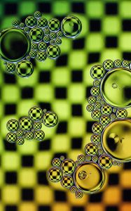 Preview wallpaper bubbles, oil, liquid, macro, green, yellow