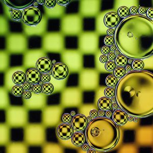 Preview wallpaper bubbles, oil, liquid, macro, green, yellow