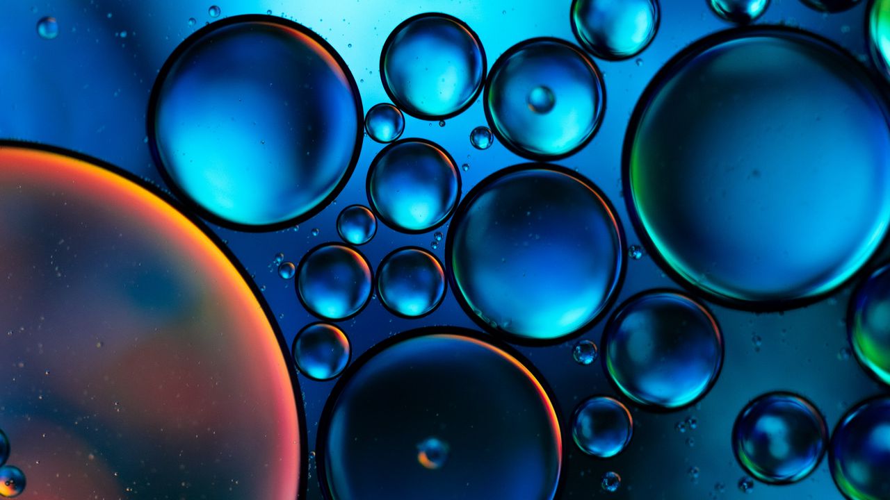 Wallpaper bubbles, oil, liquid, macro