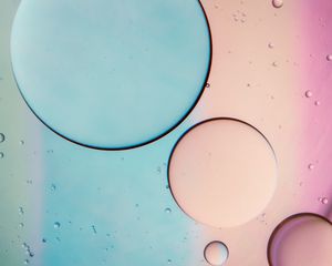 Preview wallpaper bubbles, oil, liquid, macro, blue, pink