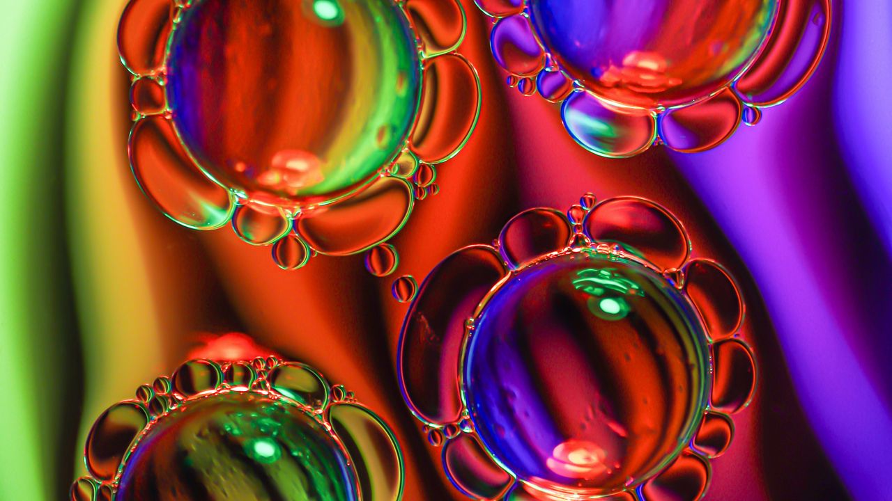 Wallpaper bubbles, oil, liquid, macro, colorful