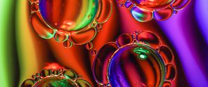 Preview wallpaper bubbles, oil, liquid, macro, colorful
