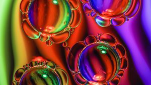 Preview wallpaper bubbles, oil, liquid, macro, colorful