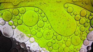 Preview wallpaper bubbles, oil, liquid, macro, green