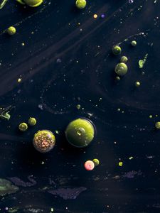 Preview wallpaper bubbles, paint, liquid, splashes, drops