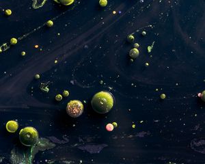 Preview wallpaper bubbles, paint, liquid, splashes, drops