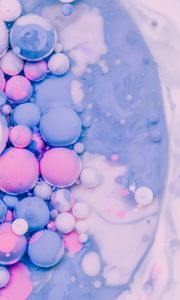 Preview wallpaper bubbles, paint, liquid, stains, blue, pink