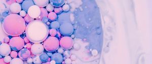 Preview wallpaper bubbles, paint, liquid, stains, blue, pink
