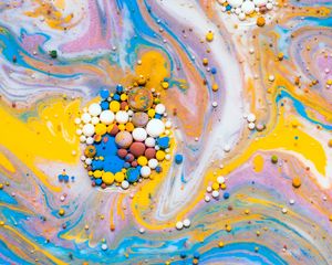 Preview wallpaper bubbles, paint, liquid, mixing, abstraction