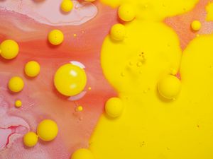 Preview wallpaper bubbles, paint, stains, liquid, abstraction, yellow