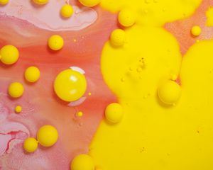 Preview wallpaper bubbles, paint, stains, liquid, abstraction, yellow