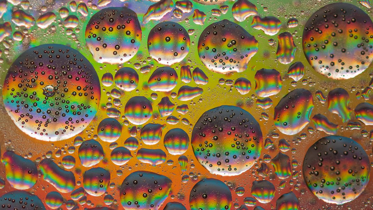 Wallpaper bubbles, round, rainbow, abstraction