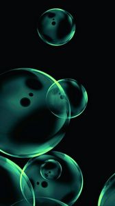 Preview wallpaper bubbles, round, transparent, dark background, abstraction